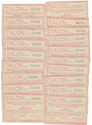 Talon for 50 zlotys, G.S. Samopomoc Chłopska, Poznań 12 February 1982, set of 19 pieces