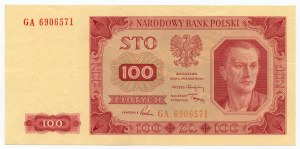 100 zloty 1948, GA series, no frame around the 100 denomination