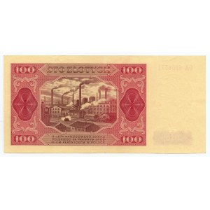 100 złotych 1948, seria GA, bez ramki wokół nominału 100