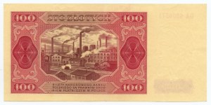 100 zloty 1948, GA series, no frame around the 100 denomination