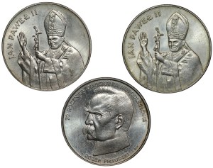 People's Republic of Poland, 10,000 and 50,0000 zloty (1987-1988), John Paul II, Józef Piłsudski, set of 3 pieces