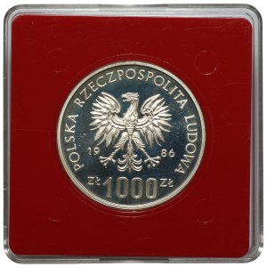 People's Republic of Poland, 1,000 gold 1986, Owl, PRÓBA silver