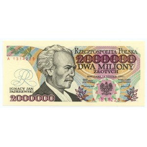 2.000.000 złotych 1992, seria A z błędem KONSTYTUCYJ...Y