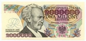 2,000,000 zloty 1992, series A with an error CONSTITUTION...Y