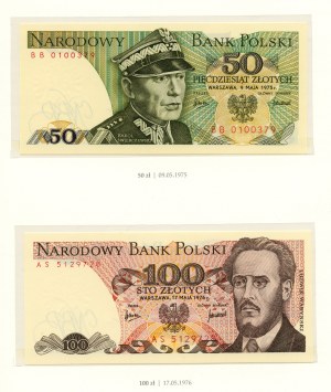 NBP Album, INCOMPLETE - Polish circulating banknotes from 1975-1996, 11 banknotes.