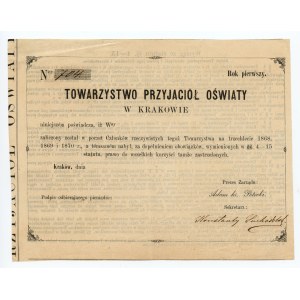 Blankiet Towarzystwo przyjaciół oświaty Kraków 1868, 1869 i 1870, Prezes Adam hr. Potocki
