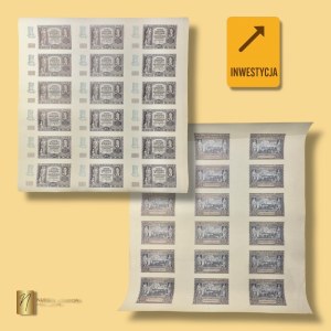 Sheet of 18 20 zloty banknotes 1940 - German occupation