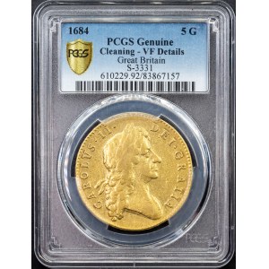 England, 5 Guineas 1684