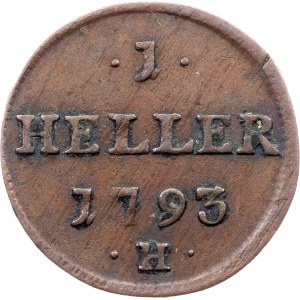 Franz I. (II.), 1 Heller 1793, H, Günzburg