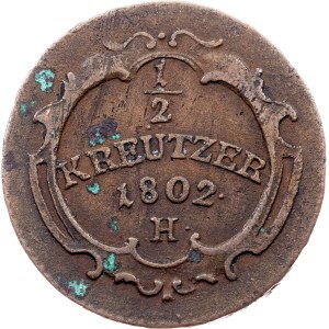 Franz I. (II.), 1/2 Kreuzer 1802, H, Günzburg