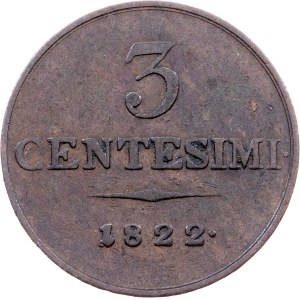 Franz I. (II.), 3 Centesimi 1822, M, Milan