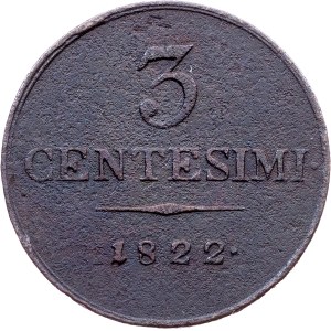 Franz I. (II.), 3 Centesimi 1822, V, Venezia