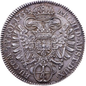 Charles VI., 1/4 Thaler 1734, Hall