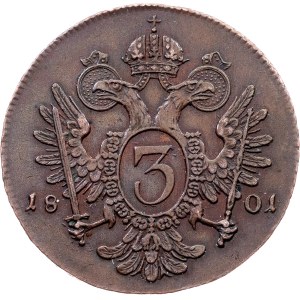 Franz I. (II.), 3 Kreuzer 1801, F, Hall
