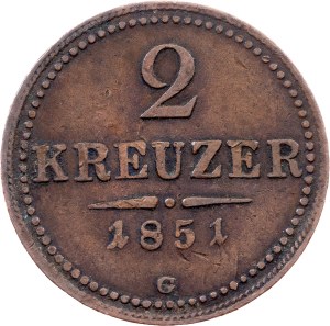 Franz Joseph I., 2 Kreuzer 1851, G, Günzburg