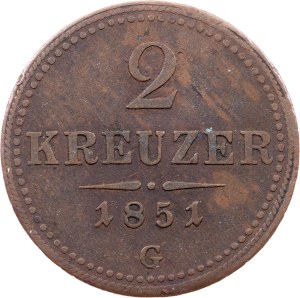 Franz Joseph I., 2 Kreuzer 1851, G, Günzburg