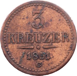 Franz Joseph I., 3 Kreuzer 1851, G, Günzburg