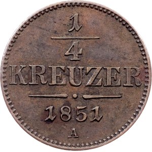 Franz Joseph I., 1/4 Kreuzer 1851, A, Vienna