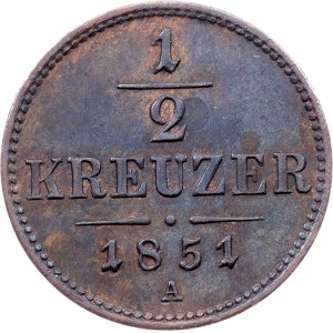 Franz Joseph I., 1/2 Kreuzer 1851, A, Vienna
