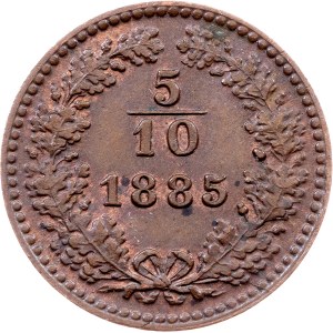 Franz Joseph I., 5/10 Kreuzer 1885, Vienna