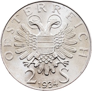 Austria, 2 Schilling 1934, Vienna