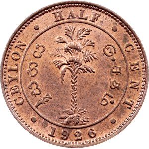 Ceylon, 1/2 Cent 1926, Heaton
