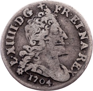 France, 5 Sols 1704, BB, Strasbourg