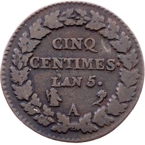 France, 5 Centimes 1796, A, Paris