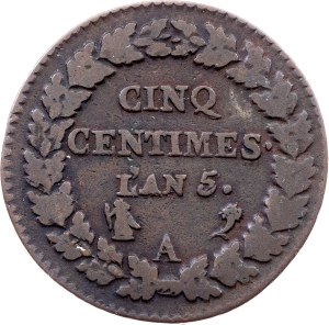France, 5 Centimes 1796, A, Paris