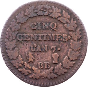 France, 5 Centimes 1798, BB, Strasbourg