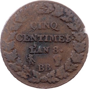France, 5 Centimes 1799, BB, Strasbourg