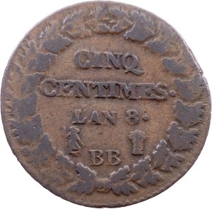 France, 5 Centimes 1799, BB, Strasbourg
