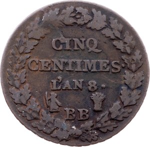 France, 5 Centimes 1799, BB, Strasbourg