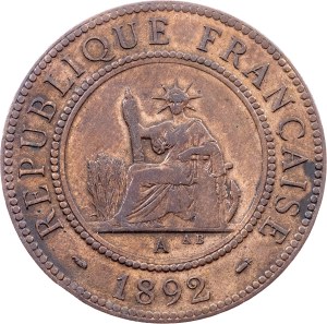 French Indochina, 1 Cent 1892, A, Paris