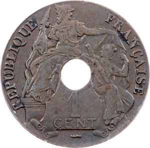 French Indochina, 1 Cent 1923, Paris