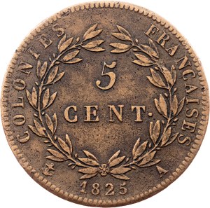French West Indies, 5 Centimes 1825, A, Paris