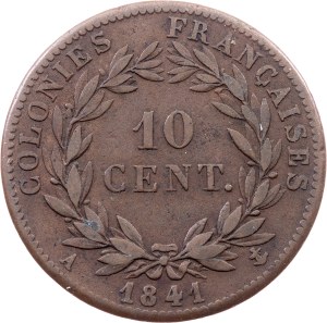 French West Indies, 10 Centimes 1841, A, Paris