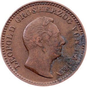 Grand Duchy of Baden, 1/2 Kreuzer 1845, Karlsruhe