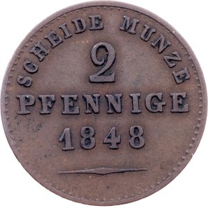 Principality of Oldenburg-Birkenfeld, 2 Pfennige 1848, Hanover