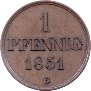 Duchy of Brunswick, 1 Pfennig 1851, B, Braunschweig