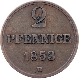 Duchy of Brunswick, 2 Pfennige 1853, B, Braunschweig