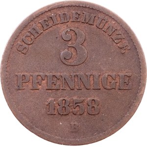 Principality of Oldenburg-Birkenfeld, 3 Pfennige 1858, B, Hanover