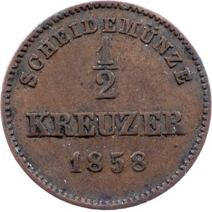 Kingdom of Württemberg, 1/2 Kreuzer 1858, Stuttgart
