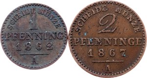 Kingdom of Prussia, 1, 2 Pfennige 1862-1867, A, Berlin