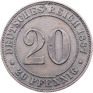 Germany, 20 Pfennig 1887, J, Hamburg