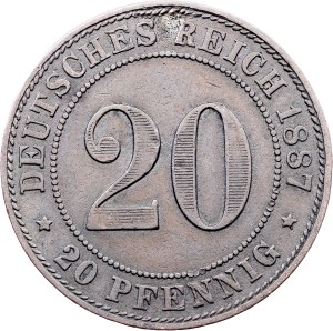 Germany, 20 Pfennig 1887, J, Hamburg