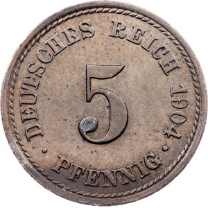 Germany, 5 Pfennig 1904, F, Stuttgart