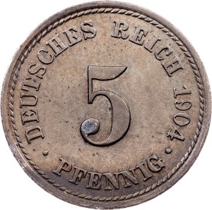 Germany, 5 Pfennig 1904, F, Stuttgart