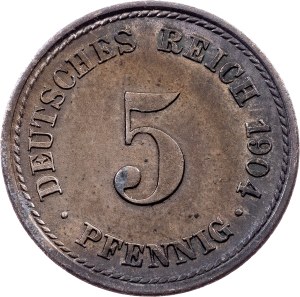 Germany, 5 Pfennig 1904, F, Stuttgart