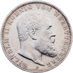 Kingdom of Württemberg, 3 Mark 1909, F, Stuttgart